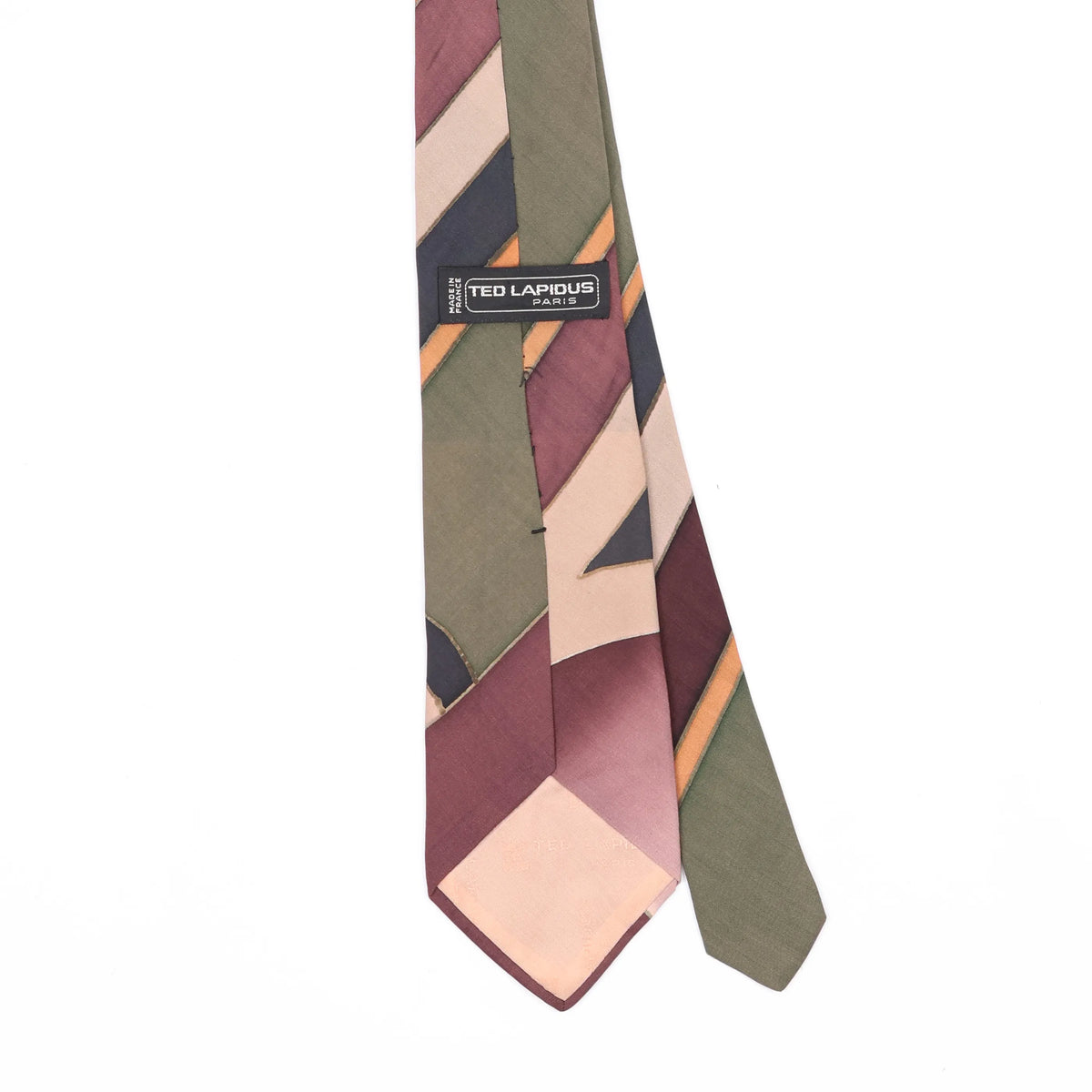 Back Back Detail of Vintage 1980's Ted Lapidus Striped Patterned Tie