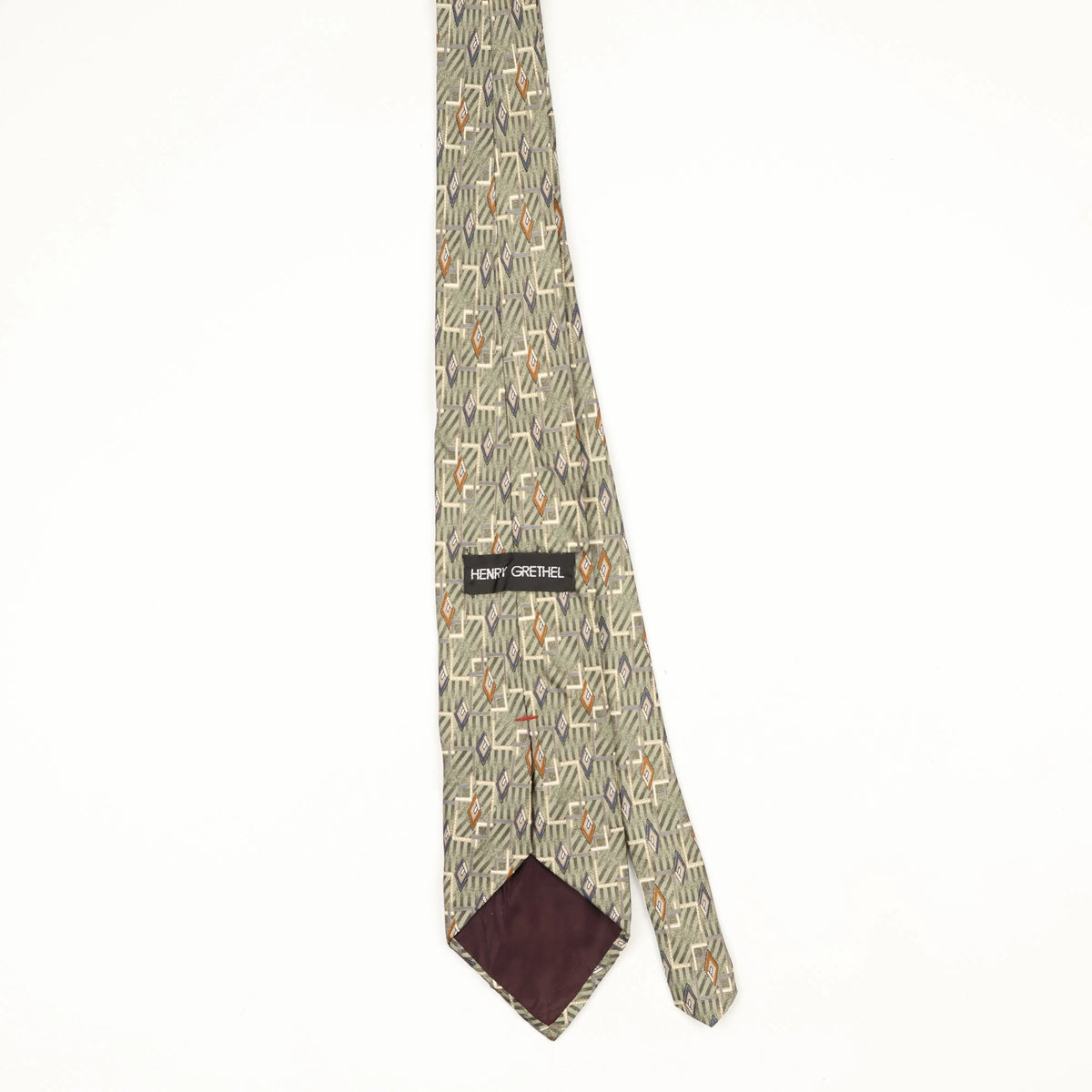 Back Back of Vintage 1990's Henry Grethel Geometric Patterned Tie