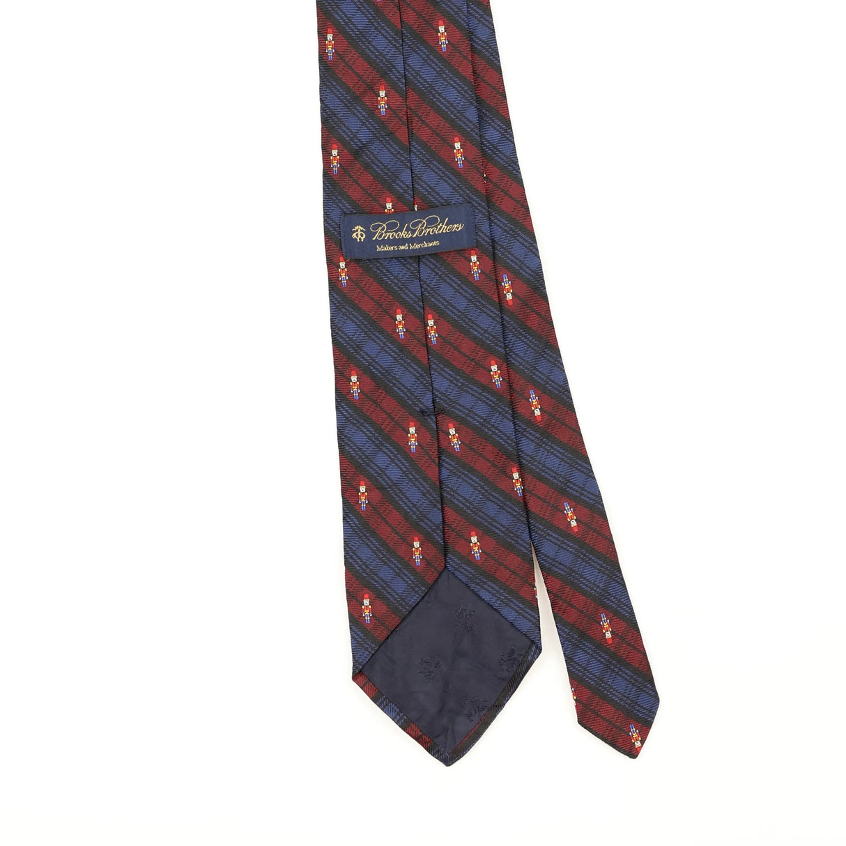 Back Back Detail of Vintage 1990's Brooks Brothers Tartan Toy Soldiers Check Patterned Tie
