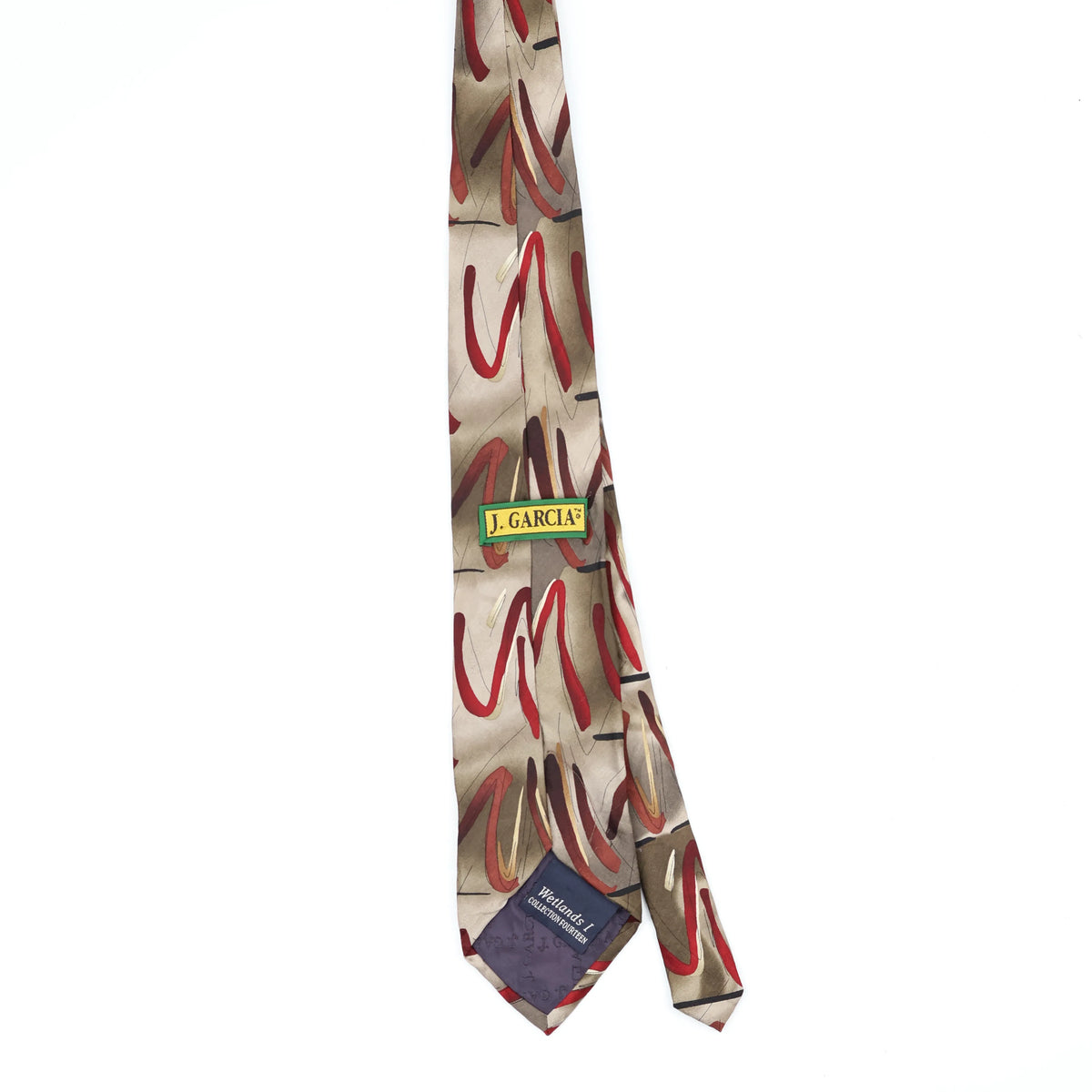 Back Back of Vintage 1990's Jerry Garcia Wetlands I Abstract Patterned Tie