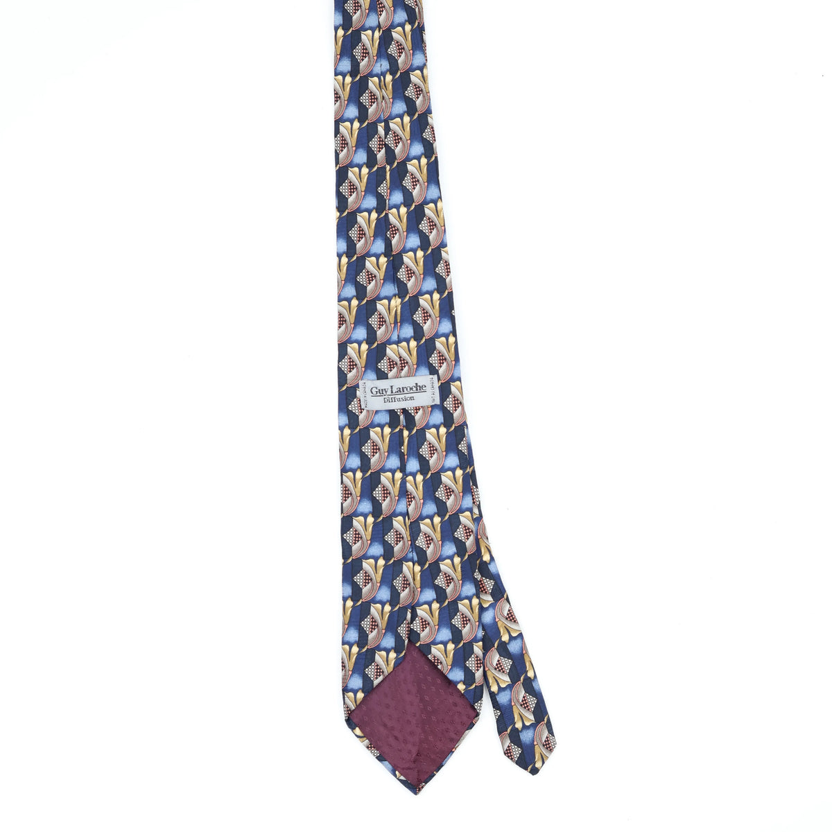 Back Back of Vintage 1990's Guy Laroche Foulard Geometric Patterned Tie