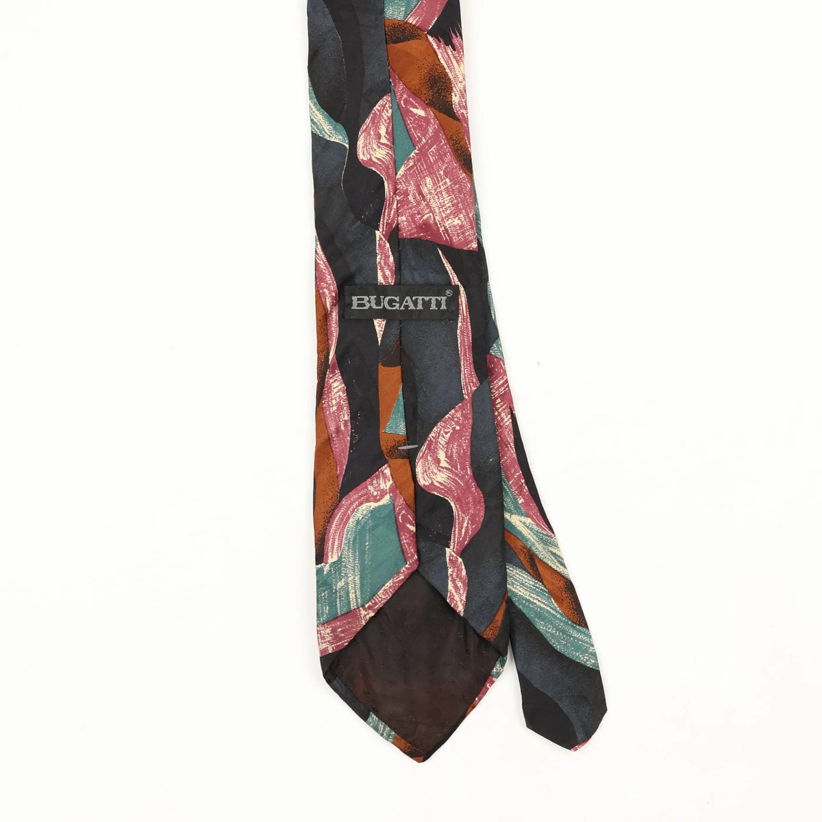 Back Back Detail of Vintage 1990's Bugatti Abstract Patterned Tie