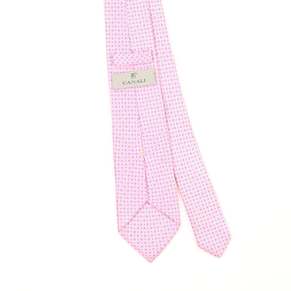 Back Back Detail of Vintage Canali Geometric Patterned Tie