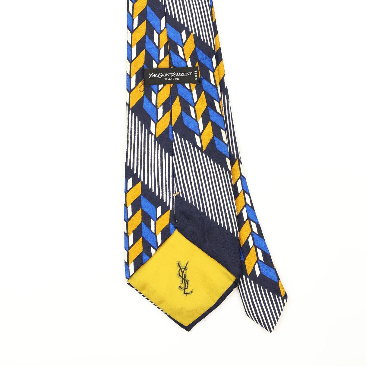 Back Back Detail of Vintage 1980's Yves Saint Laurent Geometric Patterned Tie