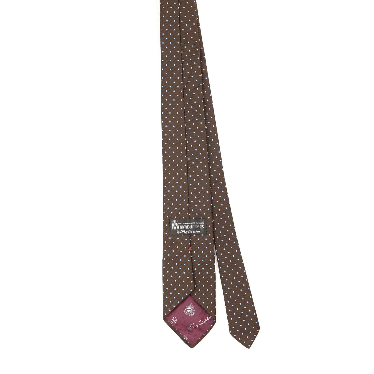Back Back of Vintage 1990's Oleg Cassini Polka Dot Patterned Tie