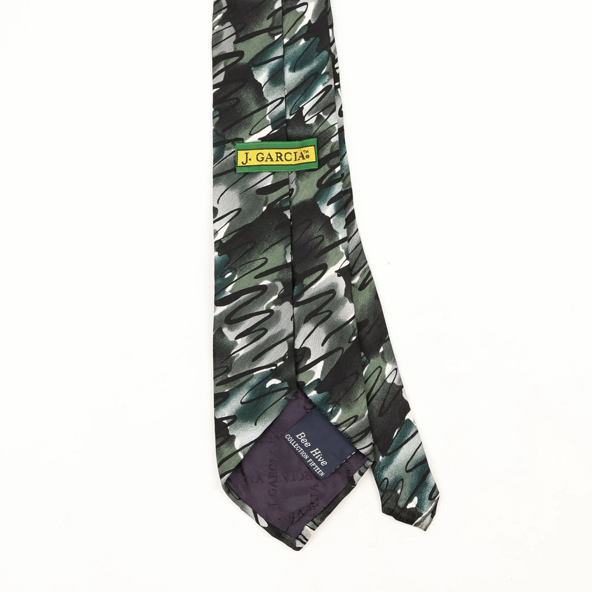 Back Back Detail of Vintage 1990's Jerry Garcia Bee Hive Abstract Patterned Tie