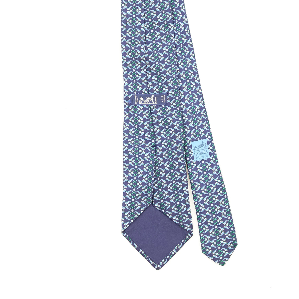 Back Back Detail of Vintage 1990's Hermès Geometric Patterned Tie