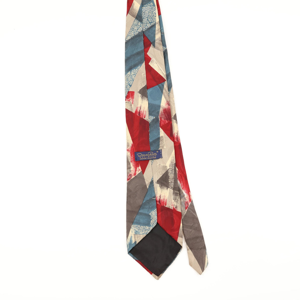 Back of Vintage 1990's Oscar De La Renta Abstract Patterned Tie