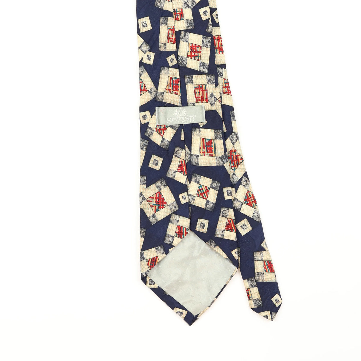 Back Detail of Vintage 1990's Squares Geometric Patterned Tie