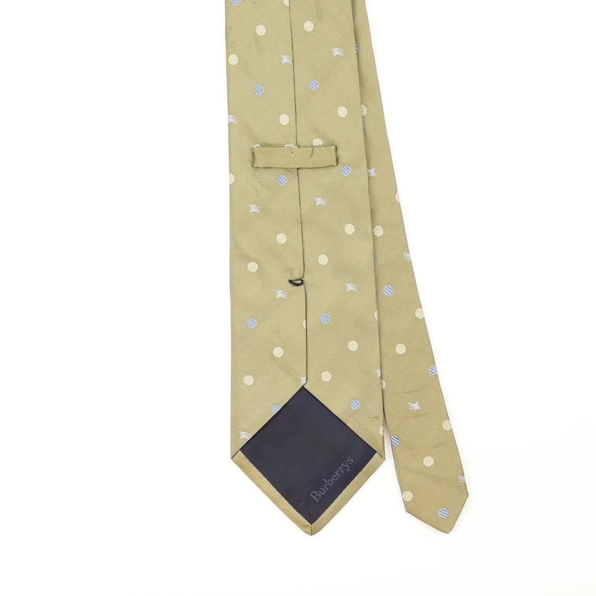 Back Detail of Vintage 1990's Burberry Monogram Polka Dot Patterned Tie