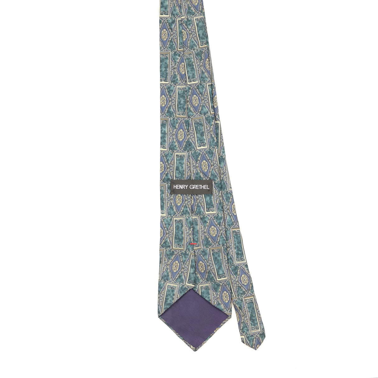 Back Back of Vintage 1990's Henry Grethel Geometric Patterned Tie