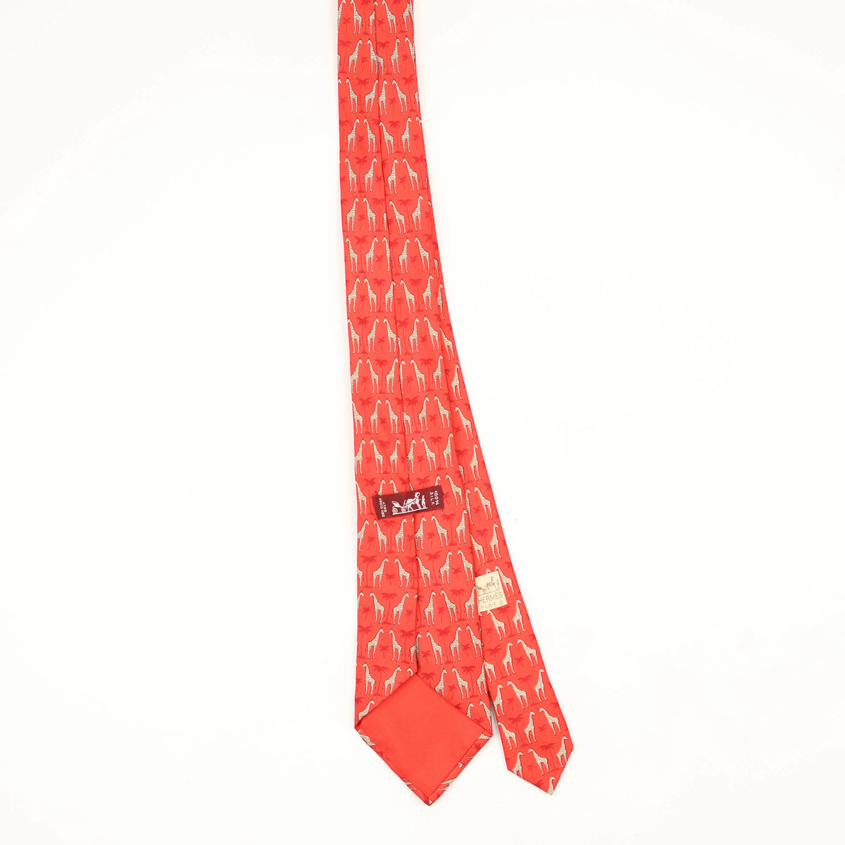 Back Back of Vintage 1990's Hermès Giraffe Animal Print Patterned Tie