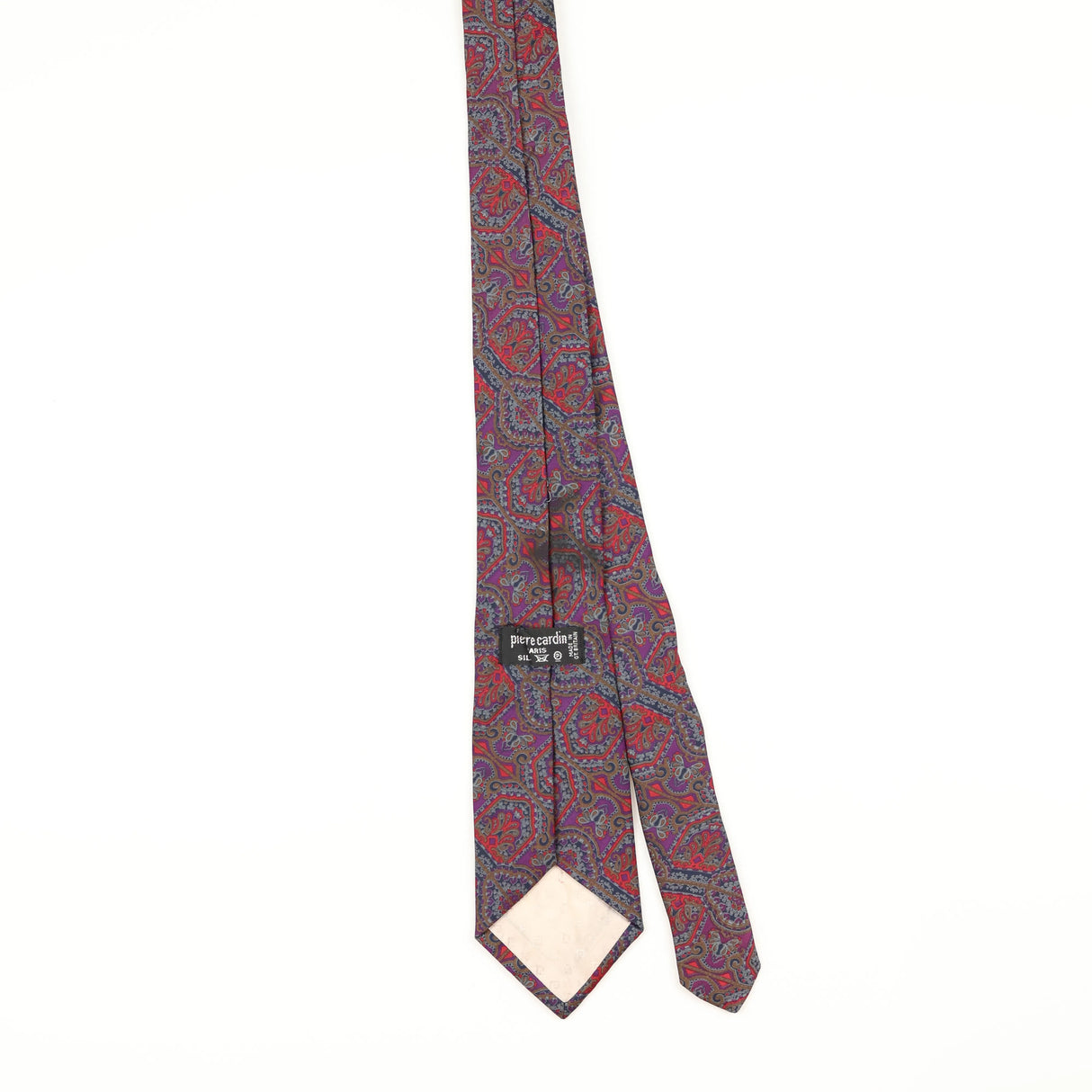 Back of Vintage 1990's Pierre Cardin Paisley Patterned Tie