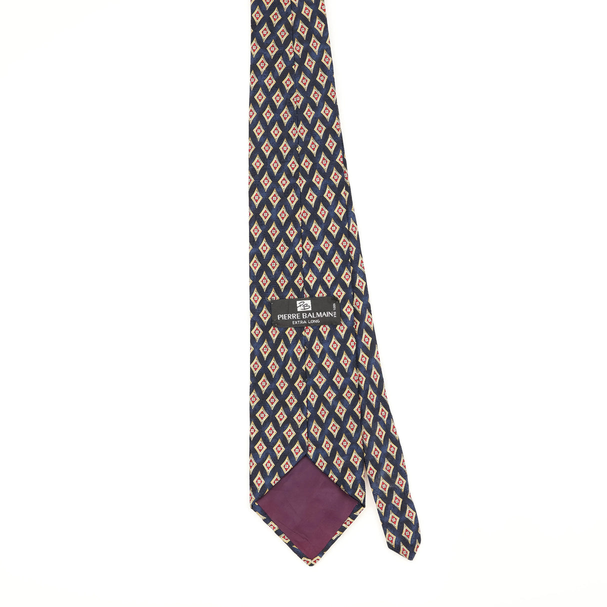 Back Back of Vintage 1990's Pierre Balmain Diamonds Geometric Patterned Tie