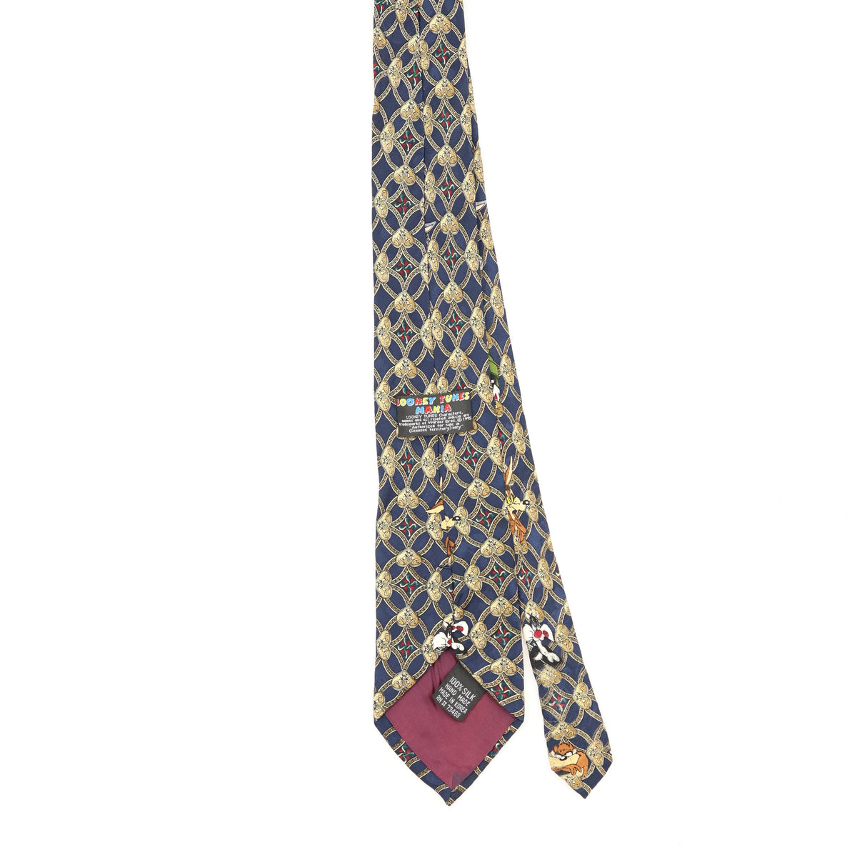 Back Back of Vintage 1990's Looney Tunes Cartoon Patterned Tie