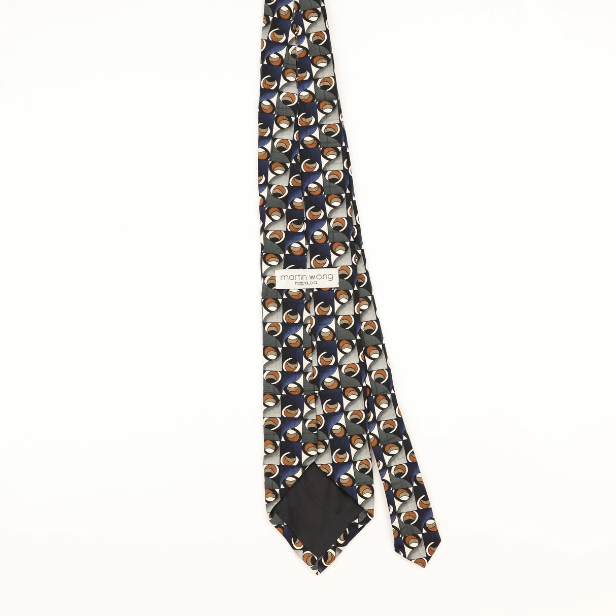 Back of Vintage 1990's Martin Wong Geometric Patterned Tie