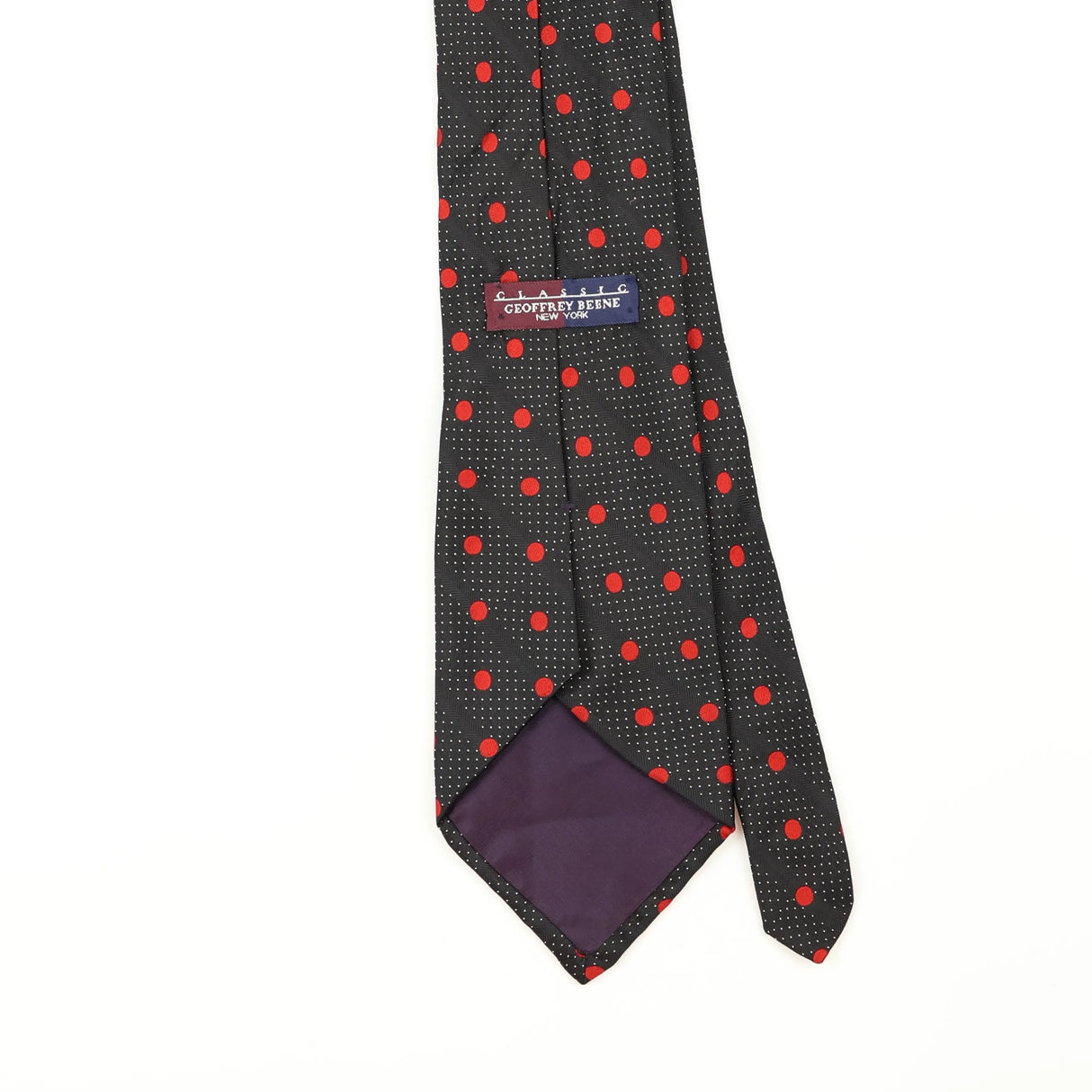 Back Detail of Vintage 1990's Geoffrey Beene Polka Dot Patterned Tie