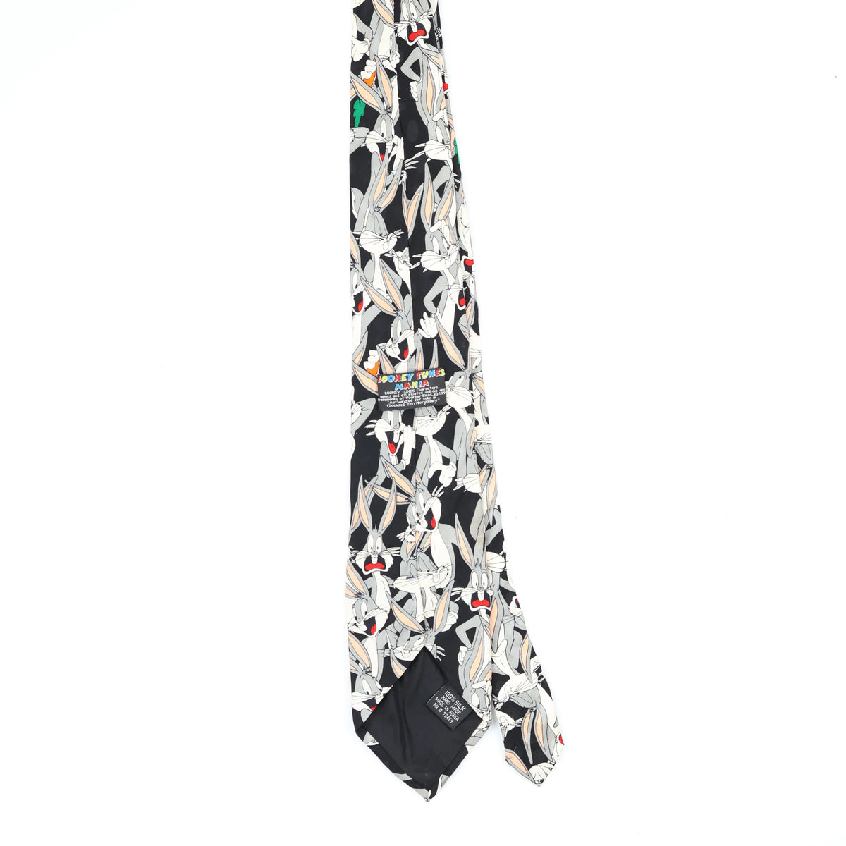 Back Back of Vintage 1990's Looney Tunes Bugs Bunny Cartoon Patterned Tie