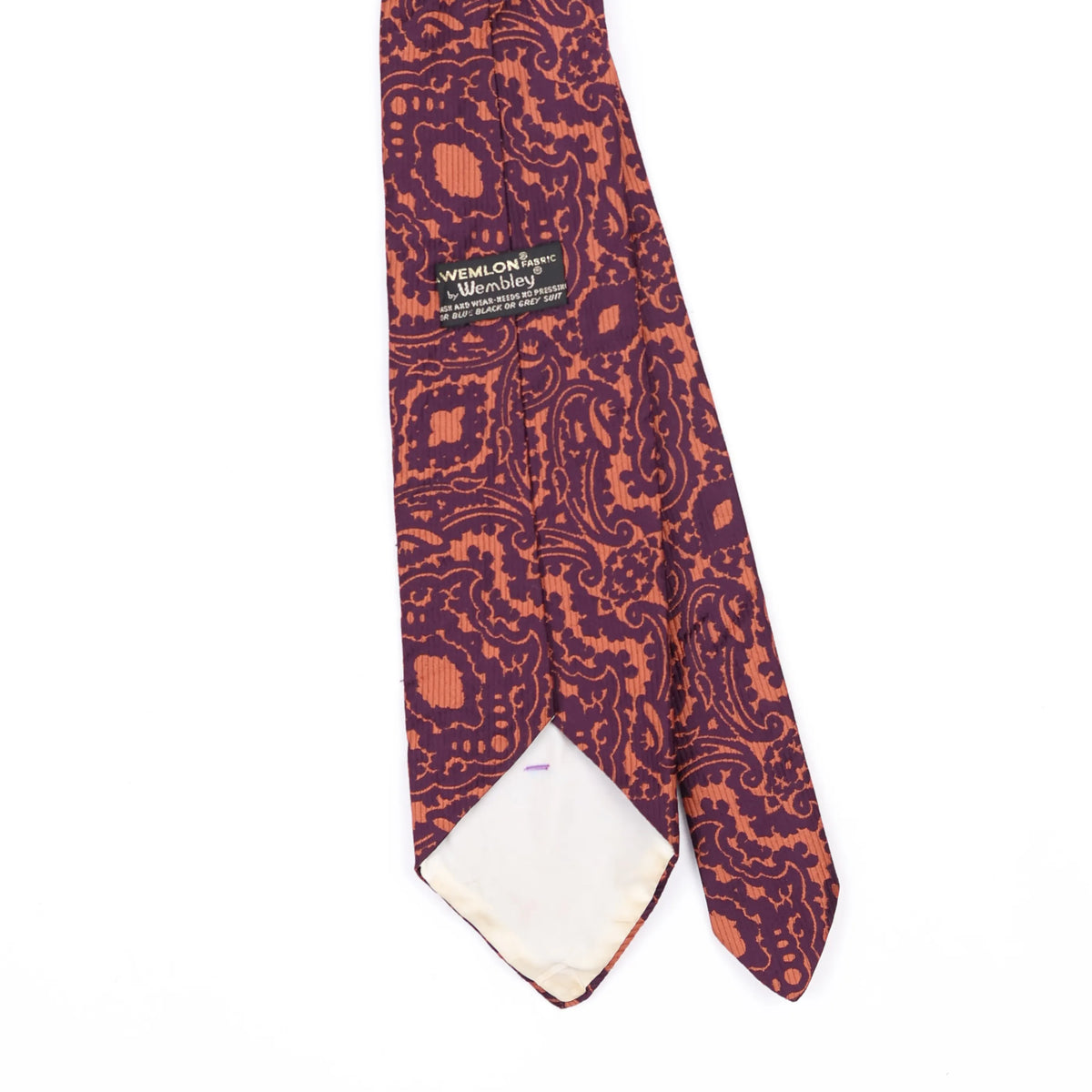 Back Back Detail of Vintage 1980's Wembley Paisley Patterned Tie