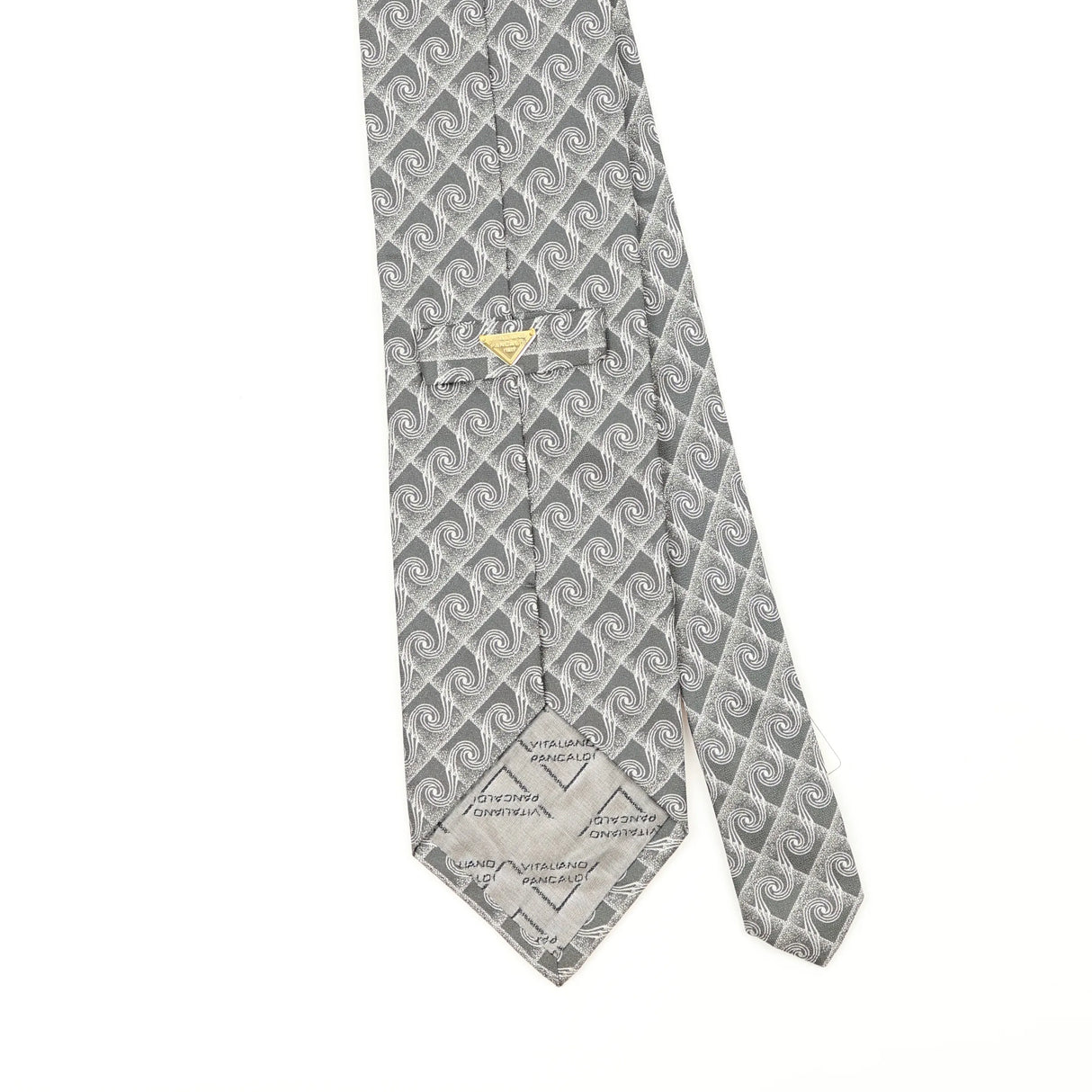 Back Back Detail of Vintage 1990's Vitaliano Pancaldi BNWT Geometric Patterned Tie