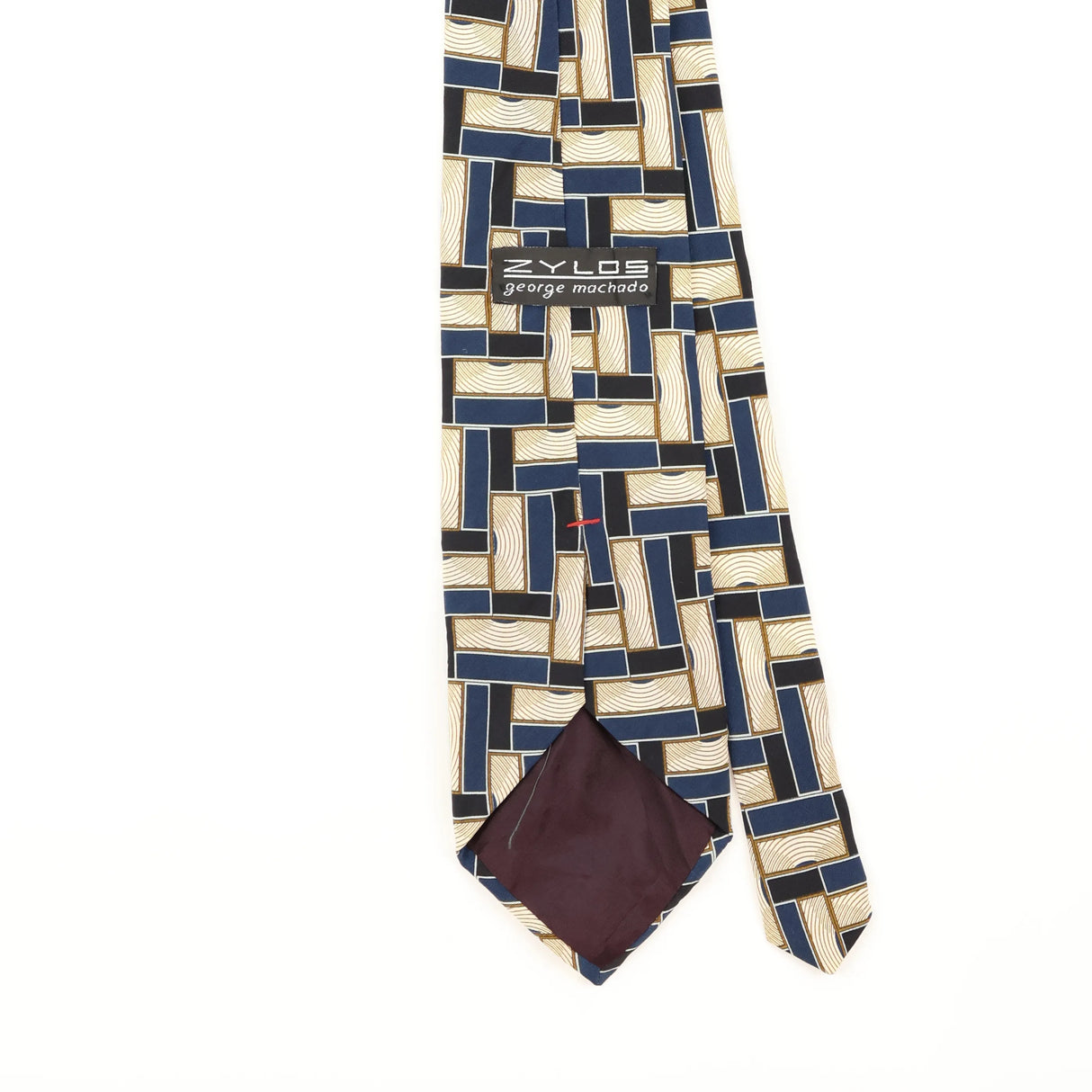 Back Detail of Vintage 1990's Zylos Geometric Patterned Tie