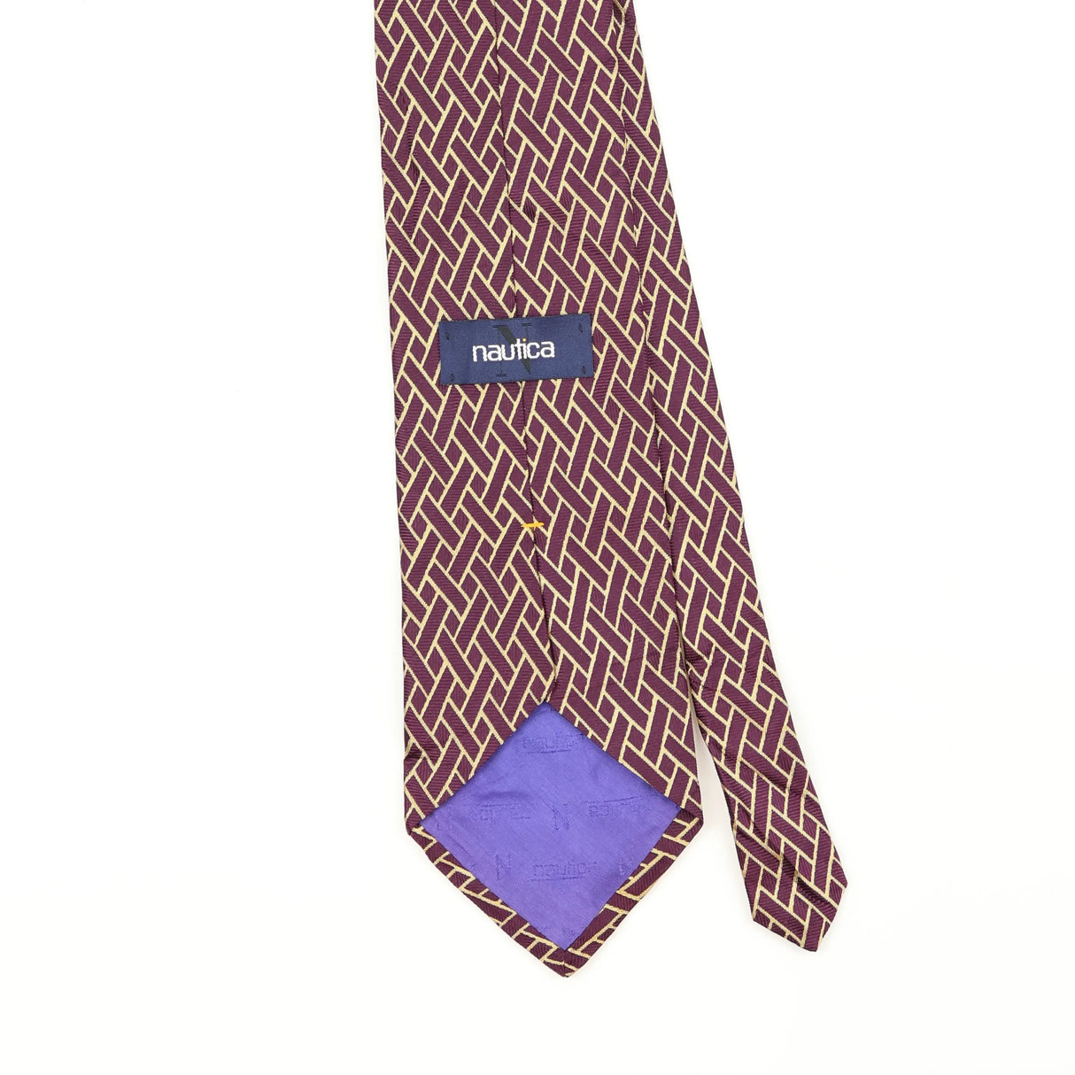 Back Back Detail of Vintage Nautica Geometric Patterned Tie