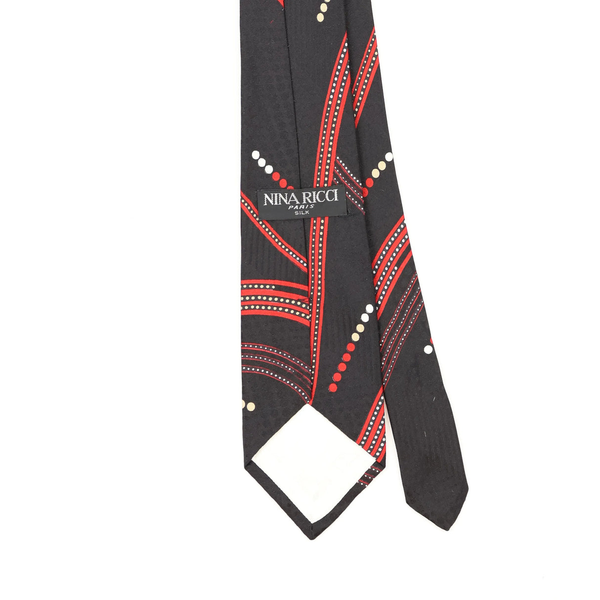 Back Back Detail of Vintage 1980's Nina Ricci Geometric Patterned Tie
