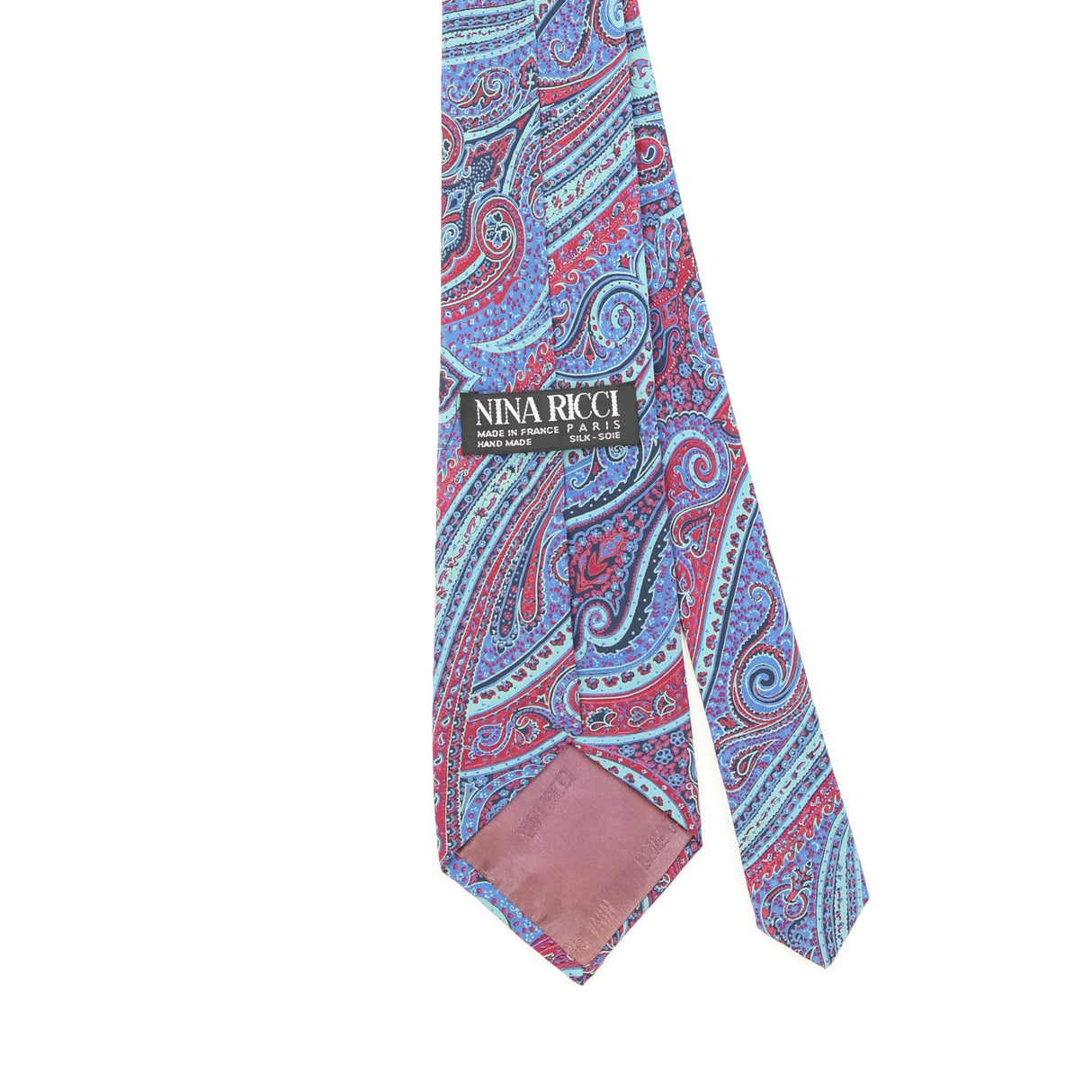 Back Detail of Vintage 1980's Nina Ricci Paisley Patterned Tie