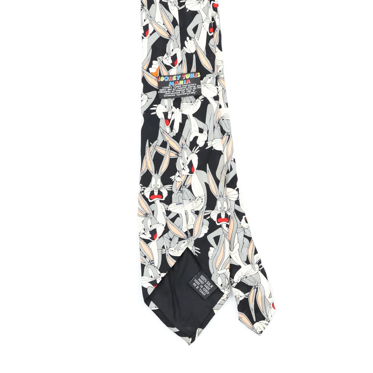 Back Back Detail of Vintage 1990's Looney Tunes Bugs Bunny Cartoon Patterned Tie
