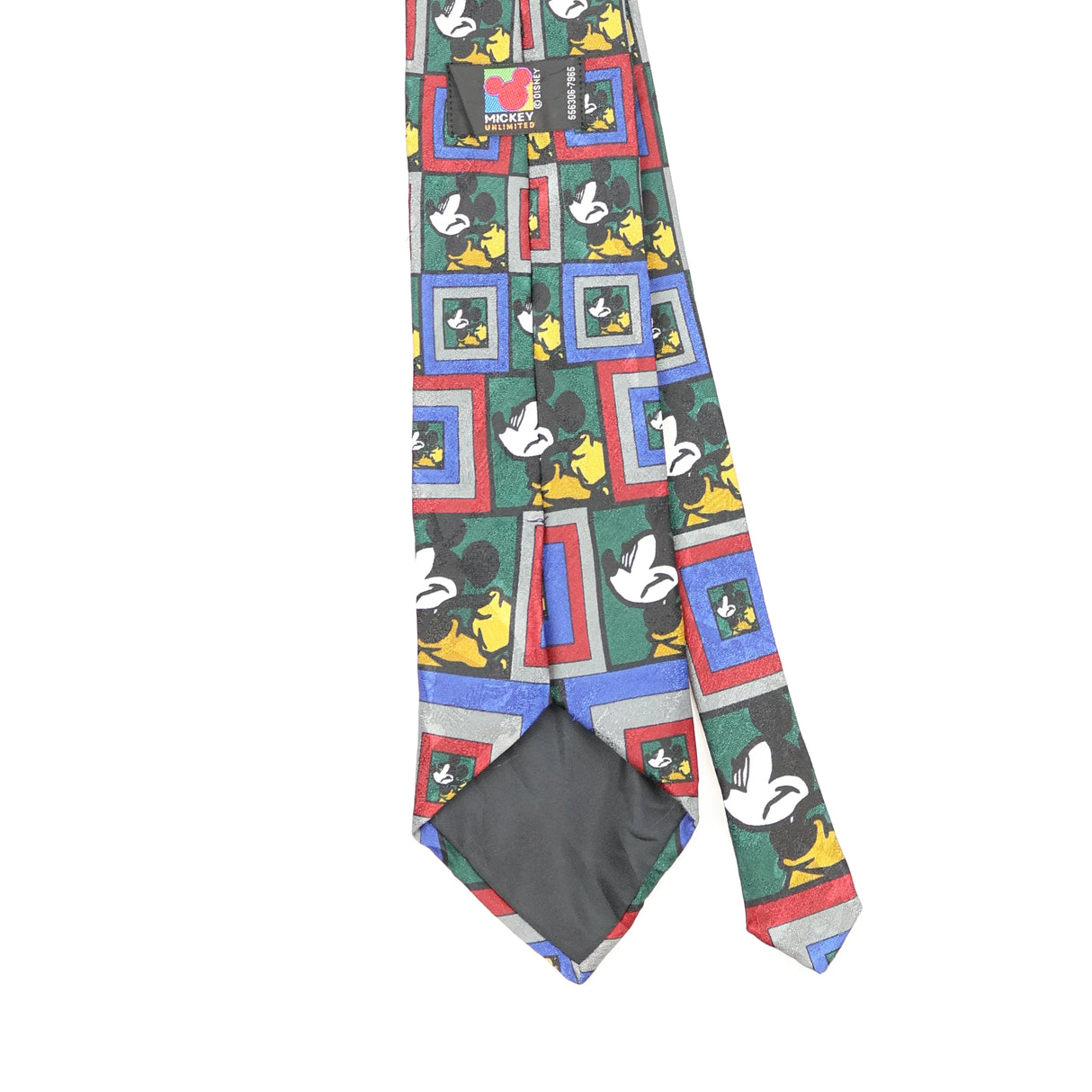 Back Back Detail of Vintage 1990's Disney Mickey Mouse Cartoon Patterned Tie