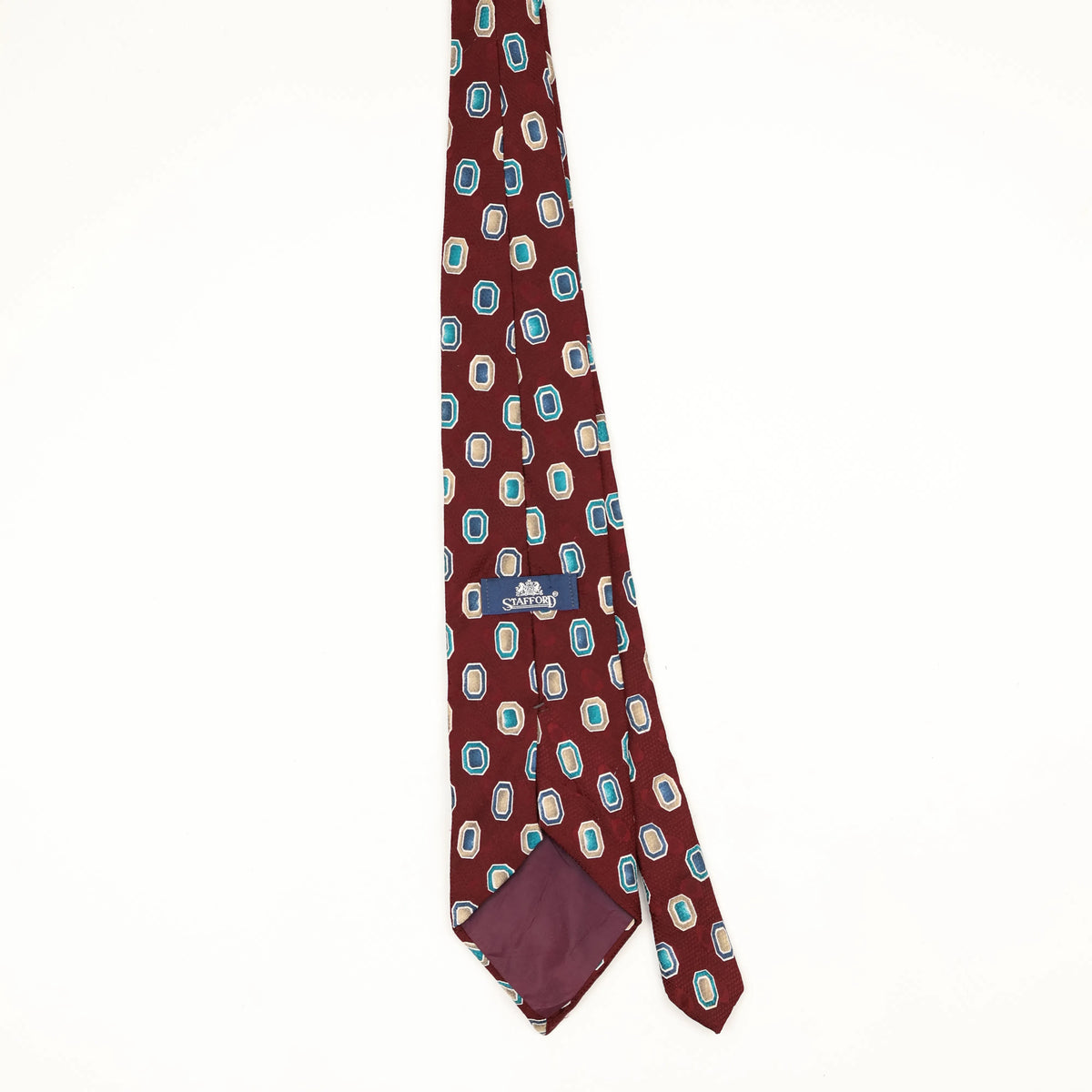 Back Back of Vintage 1990's Stafford Geometric Patterned Tie