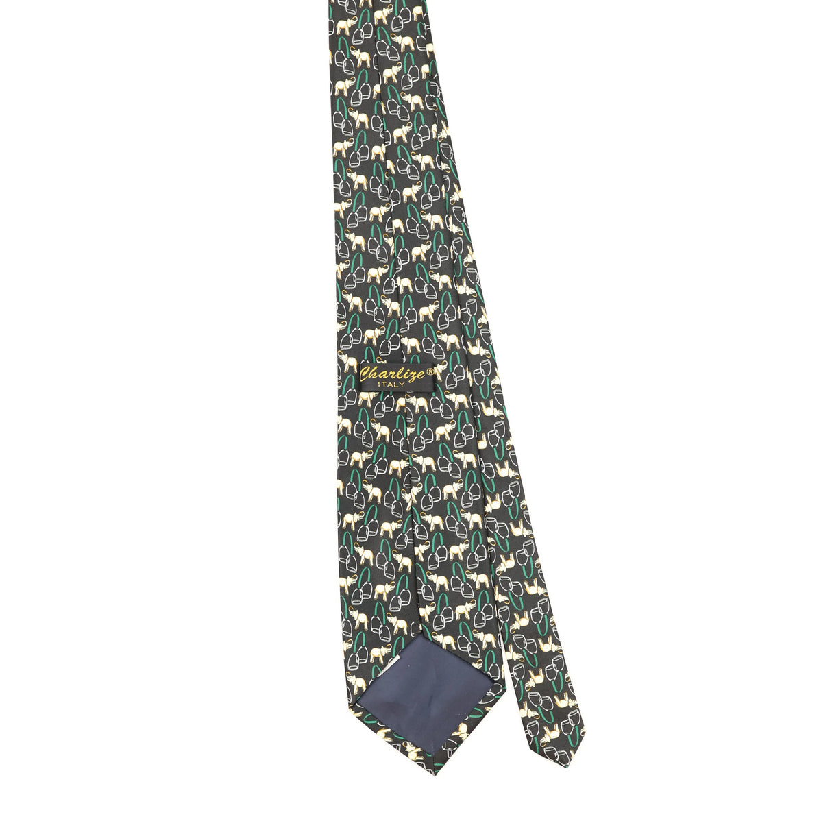 Back of Vintage 1990's Elephant Geometric Patterned Tie