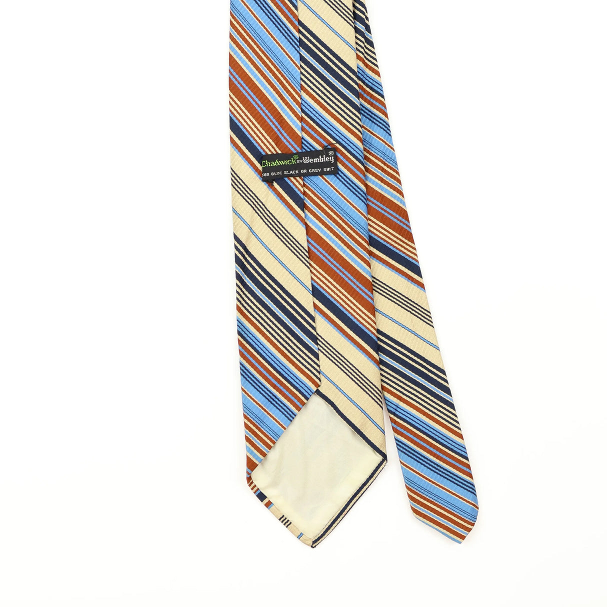 Back Detail of Vintage 1980's Wembley Striped Patterned Tie