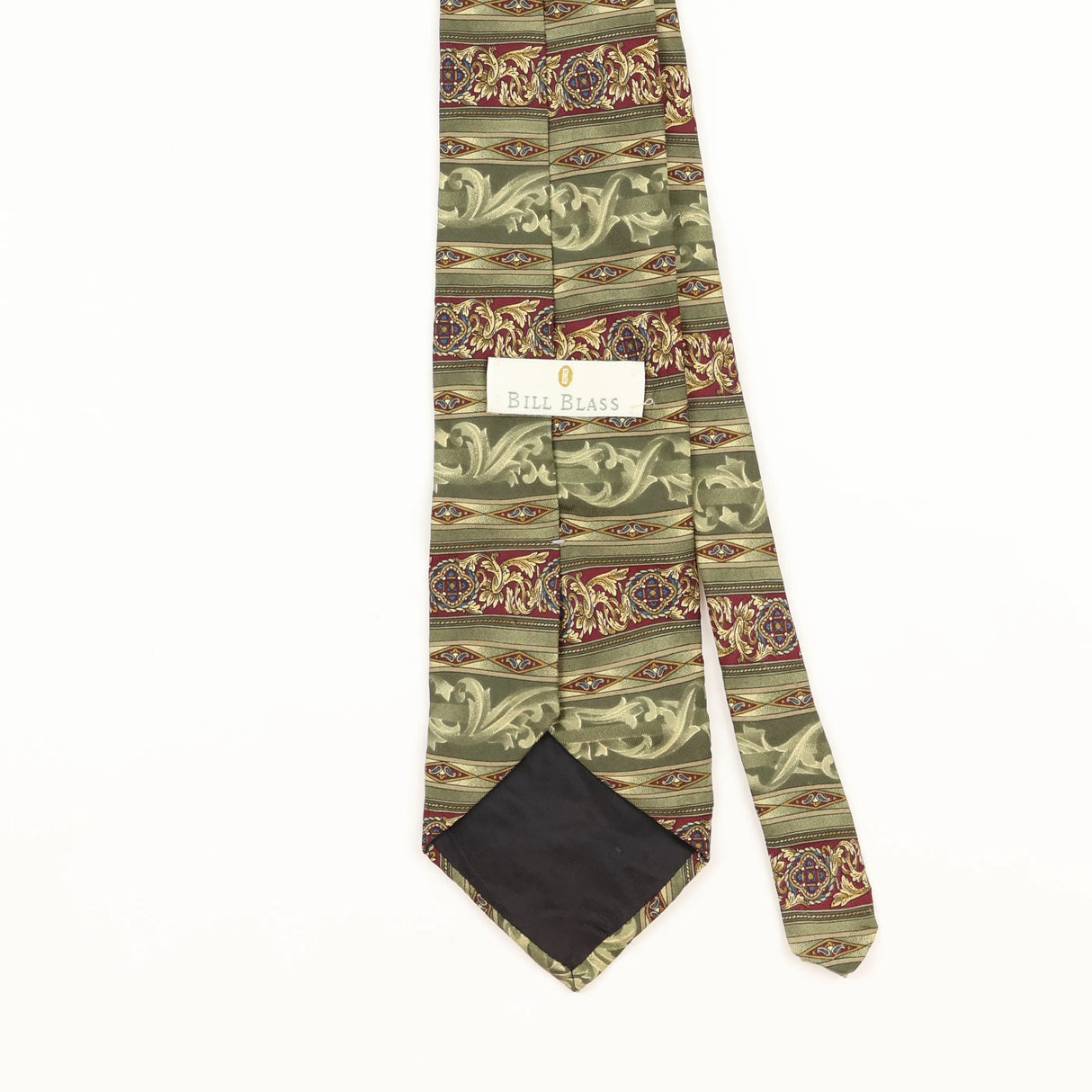 Back Detail of Vintage 1990's Bill Blass Geometric Patterned Tie