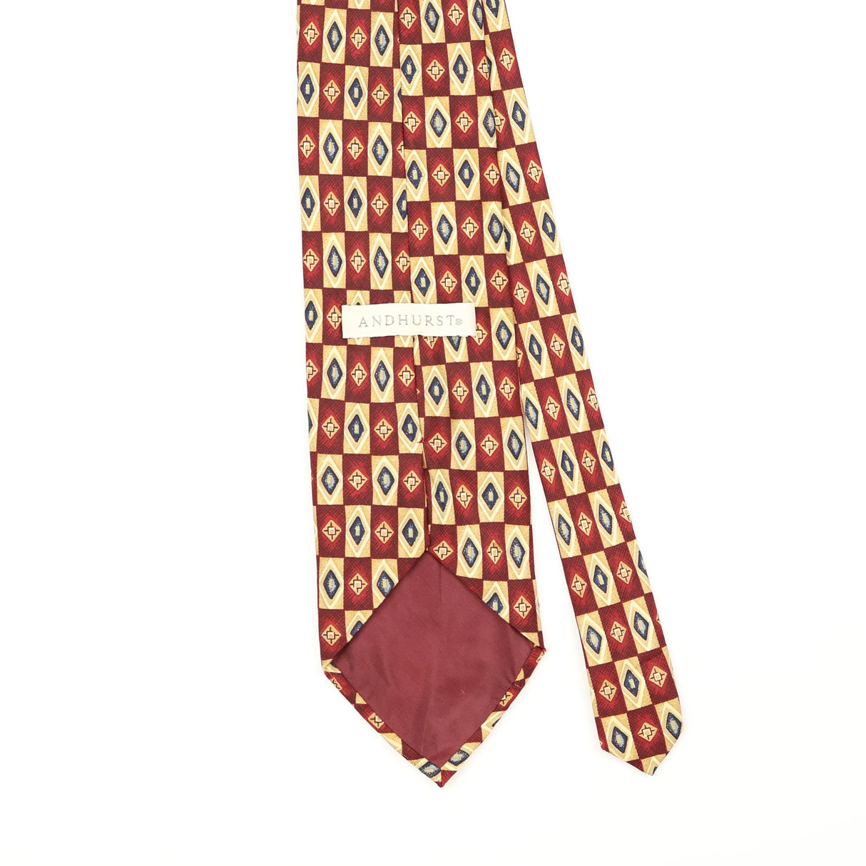 Back Back Detail of Vintage 1990's Andhurst Geometric Patterned Tie