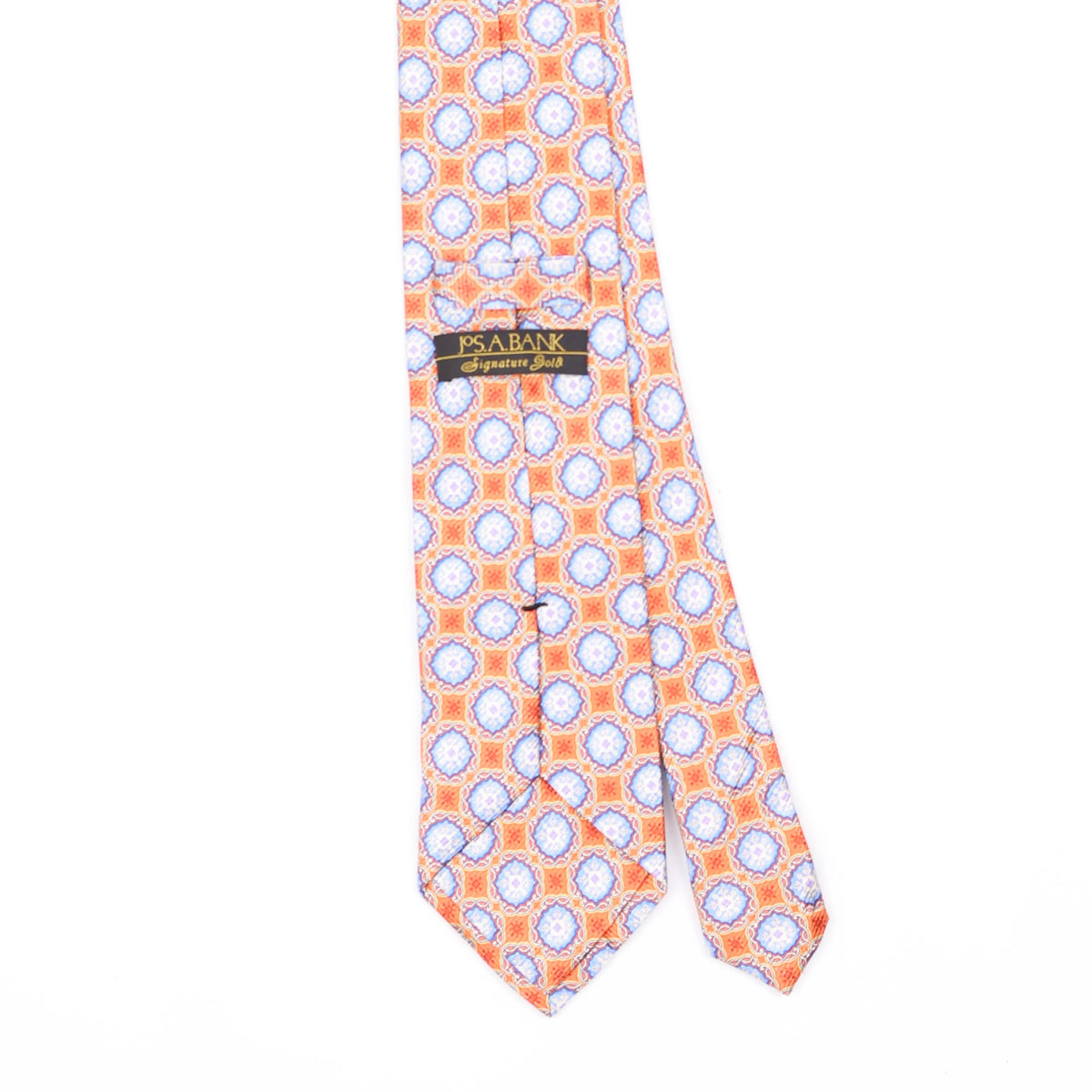 Back Back Detail of Vintage 1990's John Ashford Medallion Geometric Patterned Tie