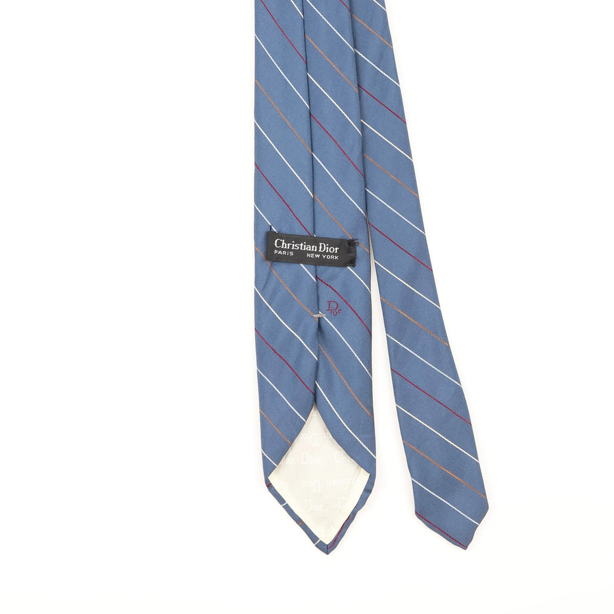 Back Detail of Vintage 1990's Christian Dior Striped Patterned Tie