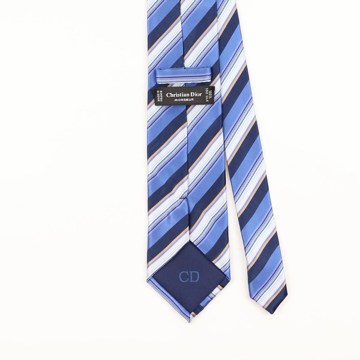 Back Detail of Vintage 1990's Christian Dior Striped Patterned Tie