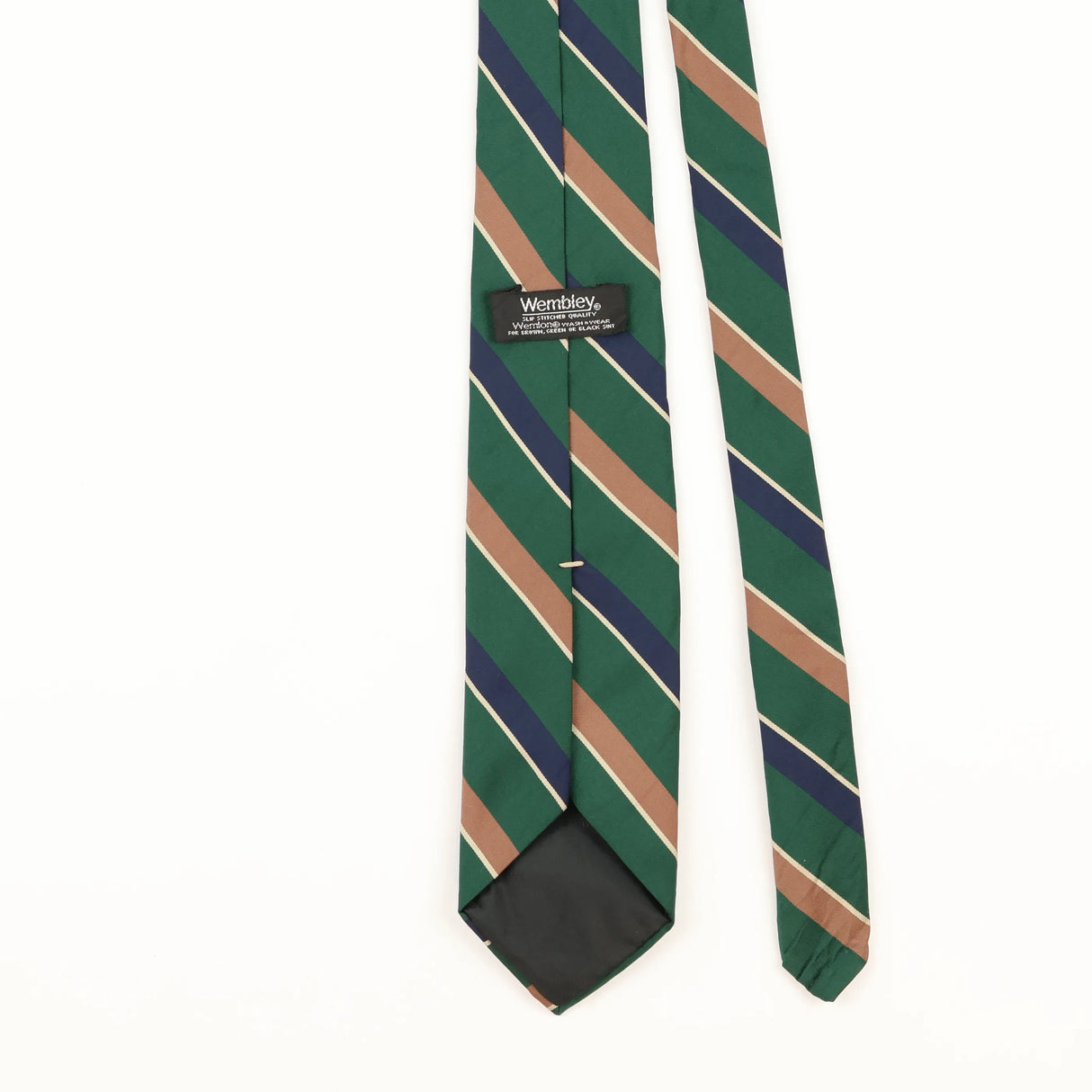 Back Detail of Vintage Wembley Repp Striped Patterned Tie