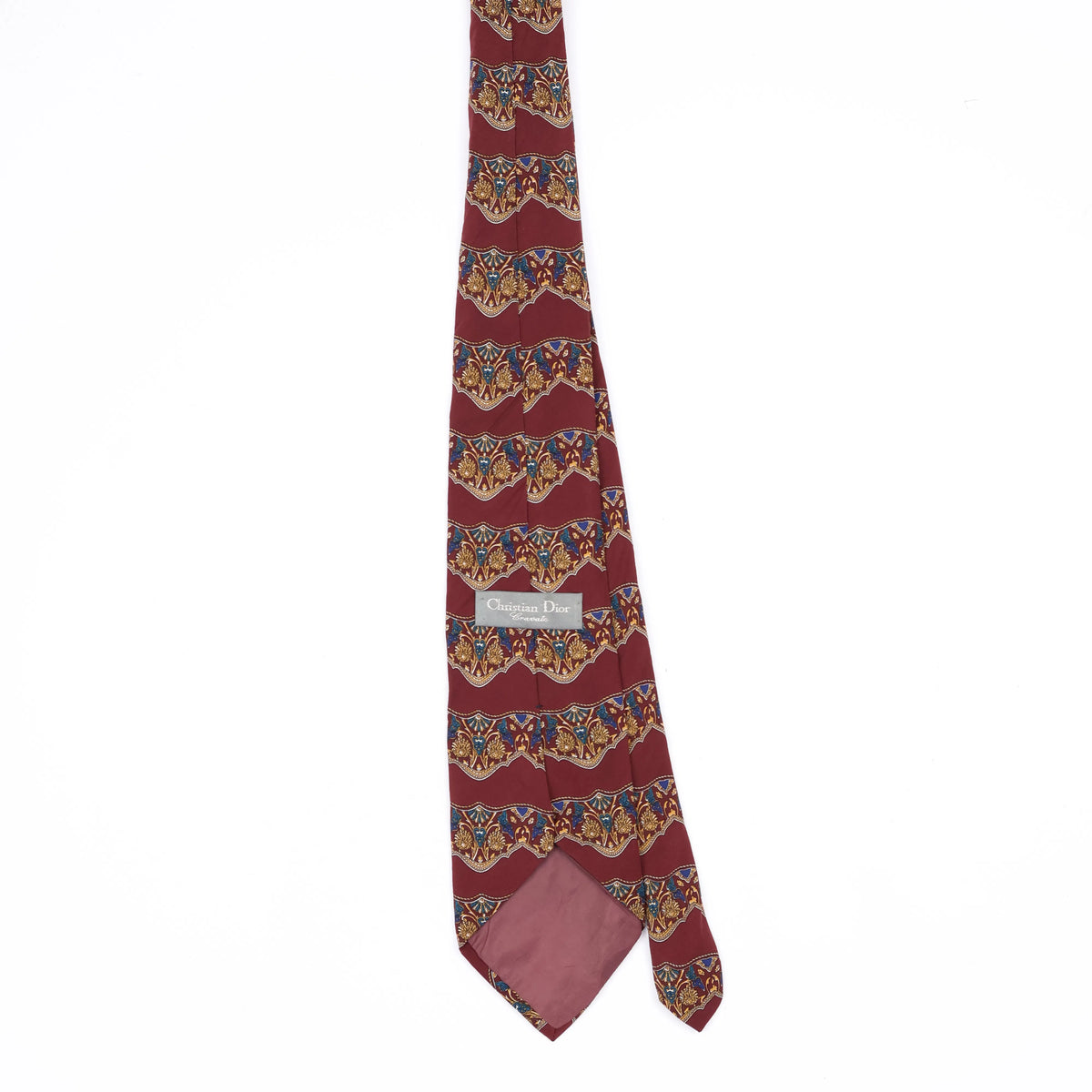 Back Back of Vintage 1990's Christian Dior Floral Patterned Tie