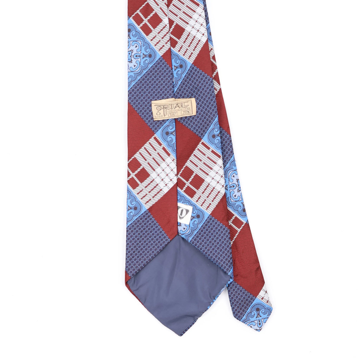 Back Back Detail of Vintage 1980's Plaids & Checks Patterned Tie