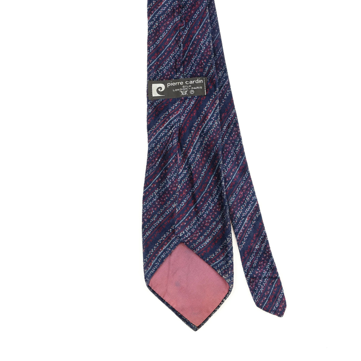 Back Back Detail of Vintage 1980's Pierre Cardin Striped Patterned Tie