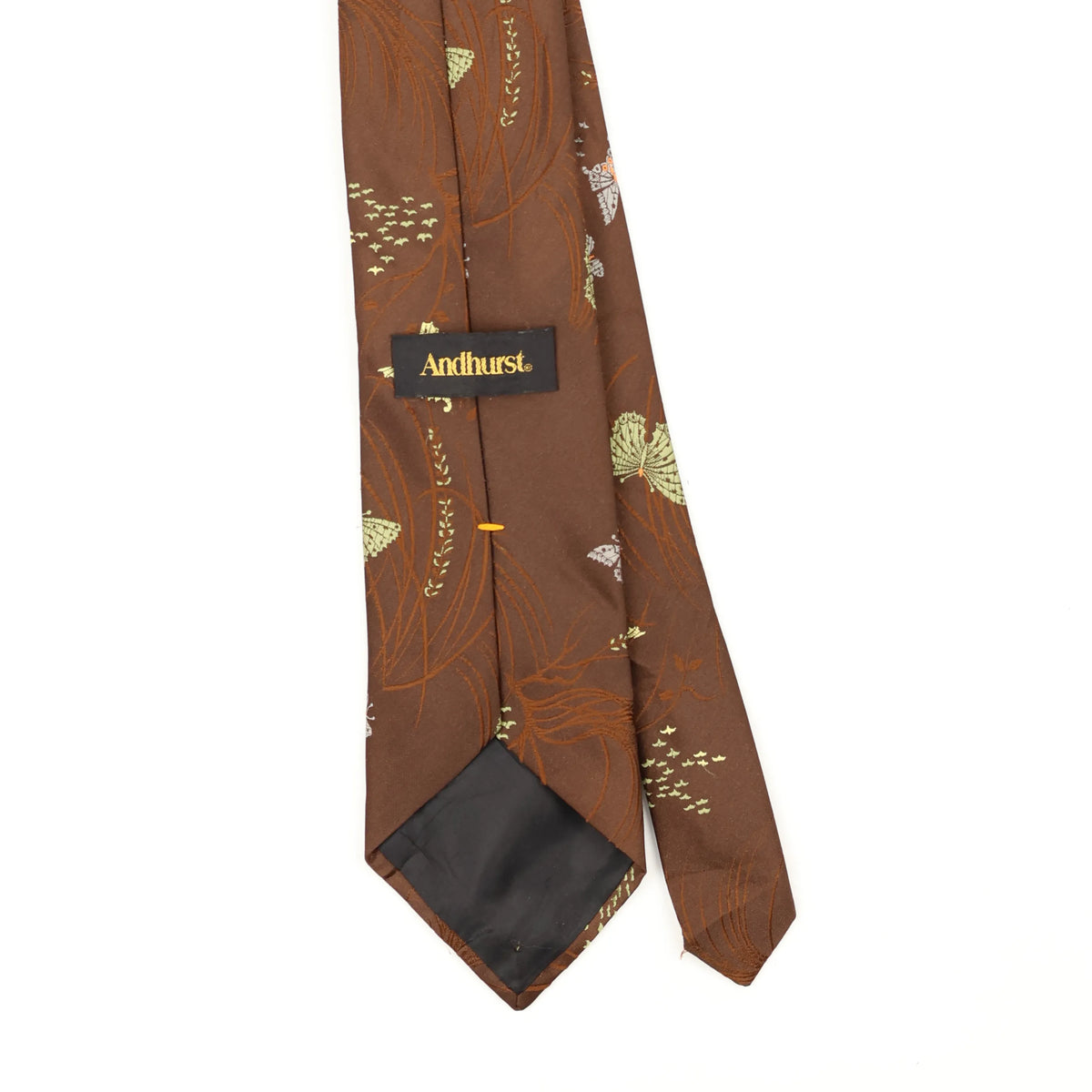 Back Back Detail of Vintage 1980's Andhurst Butterflies Floral Patterned Tie