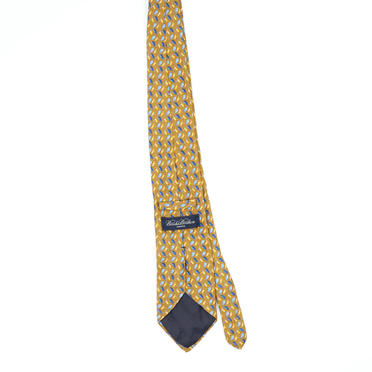 Back Back of Vintage 1990's Brooks Brothers Feathers Geometric Patterned Tie
