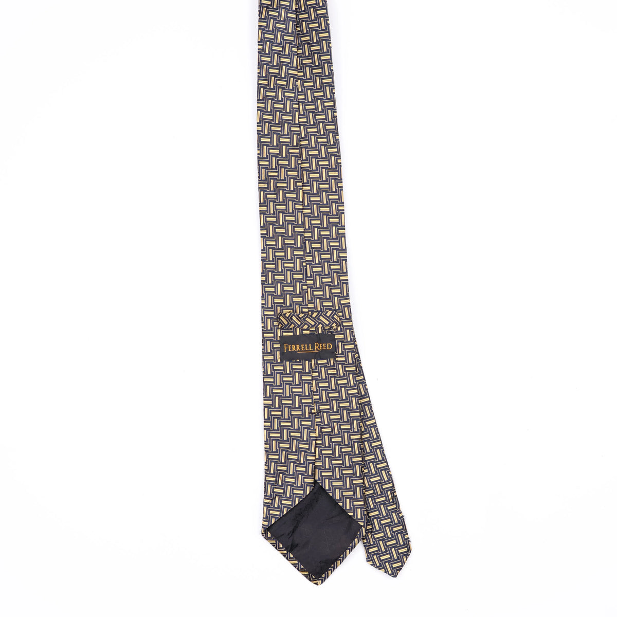 Back Back of Vintage 1990's Ferrell Reed Geometric Patterned Tie