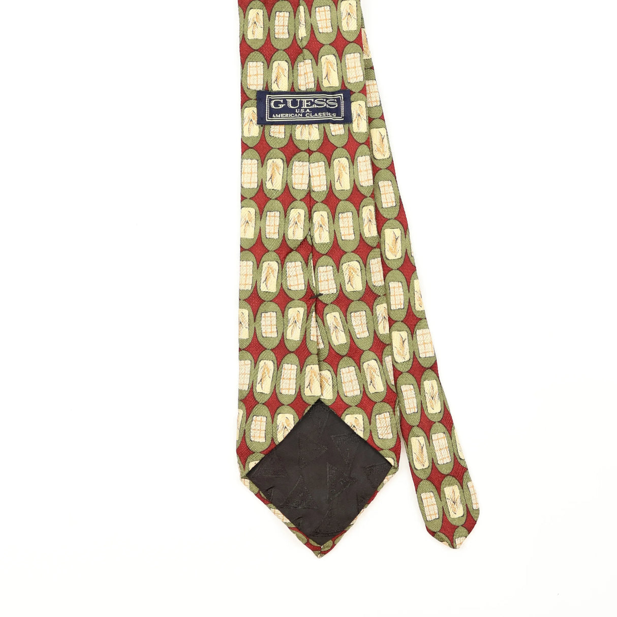 Back Back Detail of Vintage 1990's Guess Geometric Patterned Tie