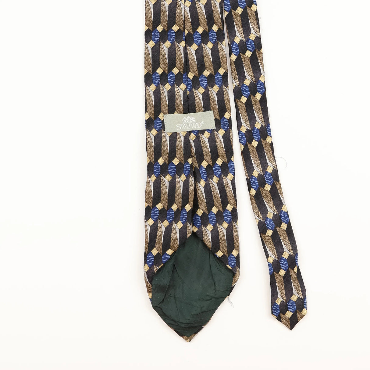 Back Detail of Vintage 1990's Stafford Geometric Patterned Tie