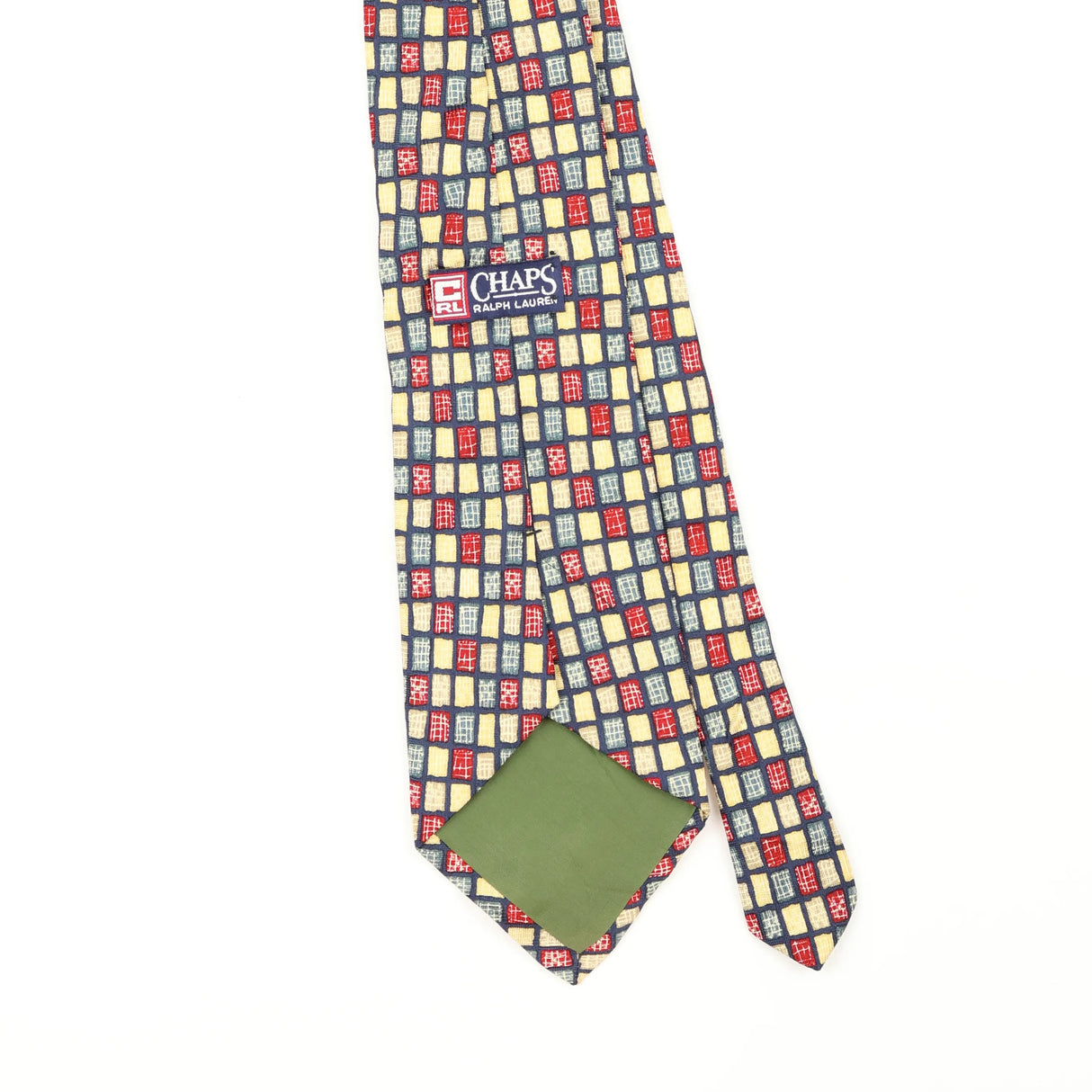 Back Back Detail of Vintage 1990's Chaps by Ralph Lauren Geometric Patterned Tie