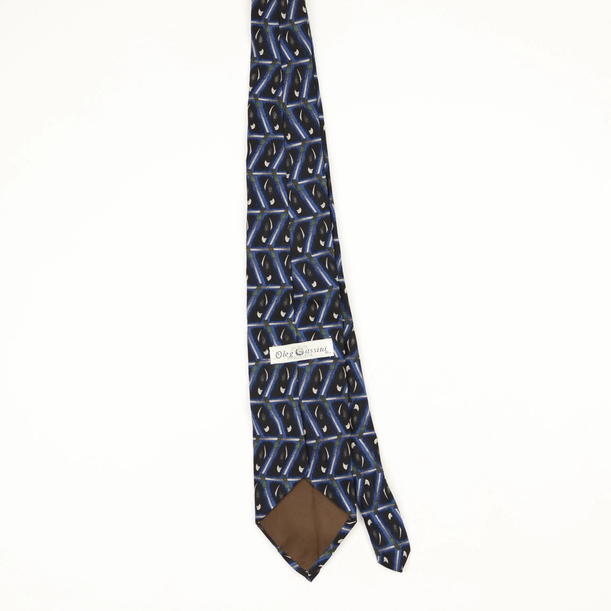 Back Back of Vintage 1990's Oleg Cassini Geometric Patterned Tie