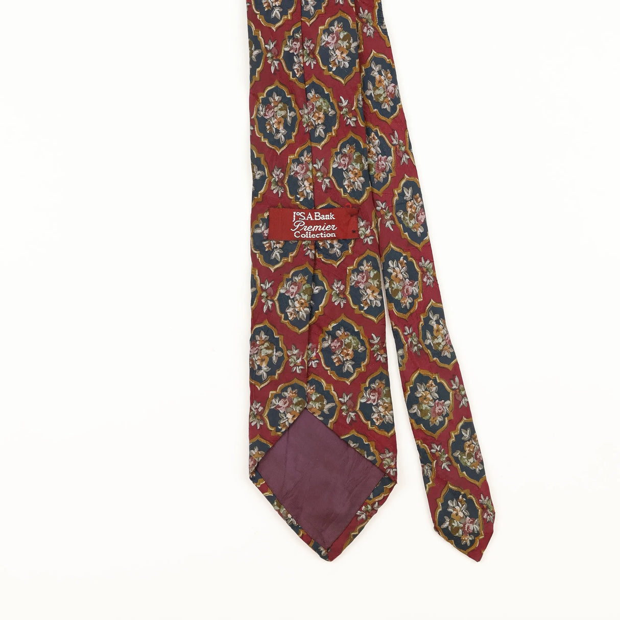 Back Detail of Vintage 1990's Jos. A. Bank Geometric Patterned Tie